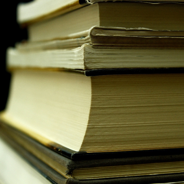 A pile of large books